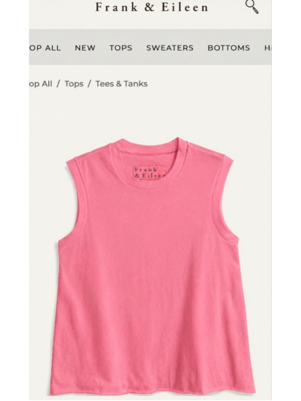 New Frank & Eileen Finn Sunset Pink Sleeveless Tank Top L